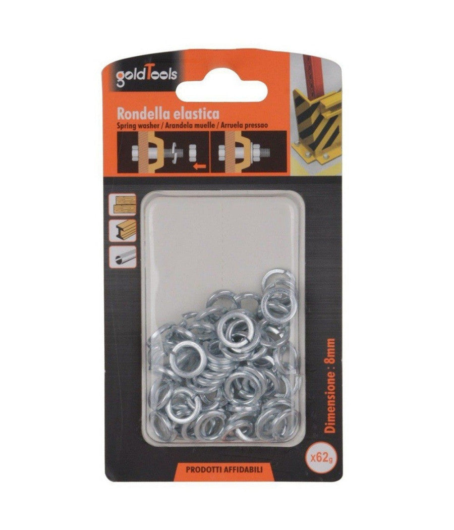 Set Confezione 62 Gr. Rondelle Elastiche In Acciaio Rondella Diametro 8 Mm 90836         