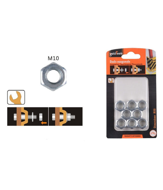 Set Confezione 76gr. Dado Dadi Esagonali Bulloni Dimensione M10 Filettati 90854         