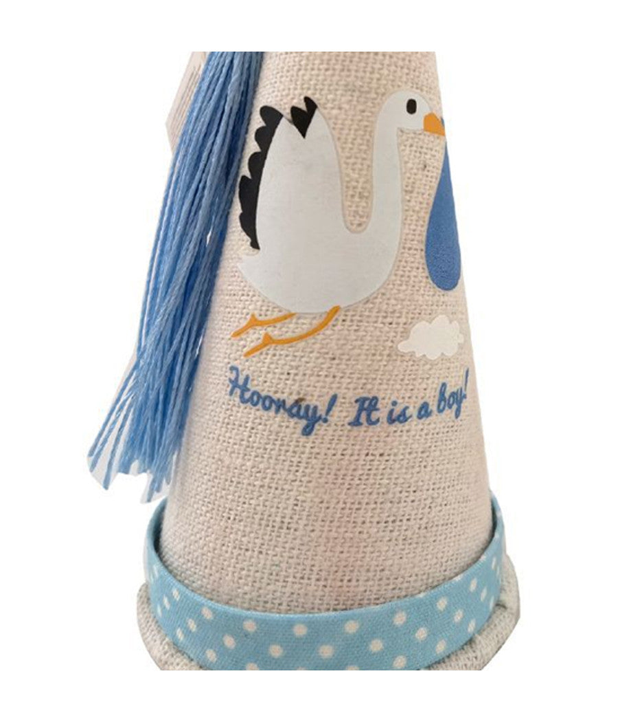 Set Coni Porta Confetti Juta Bomboniera Nascita Battesimo Bimbo Maschio Cicogna         