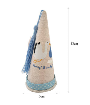 Set Coni Porta Confetti Juta Bomboniera Nascita Battesimo Bimbo Maschio Cicogna         