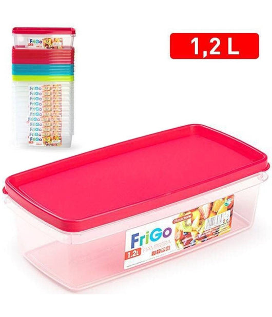 Set Contenitori In Plastica Da 1,2lt Per Cibo Alimenti Frigorifero Rettangolare         