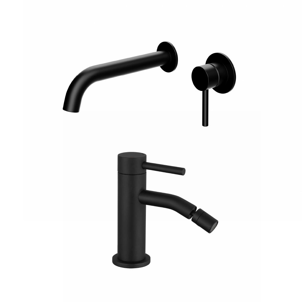 Coppia miscelatori lavabo ad incasso bidet senza scarico nero opaco | Bette