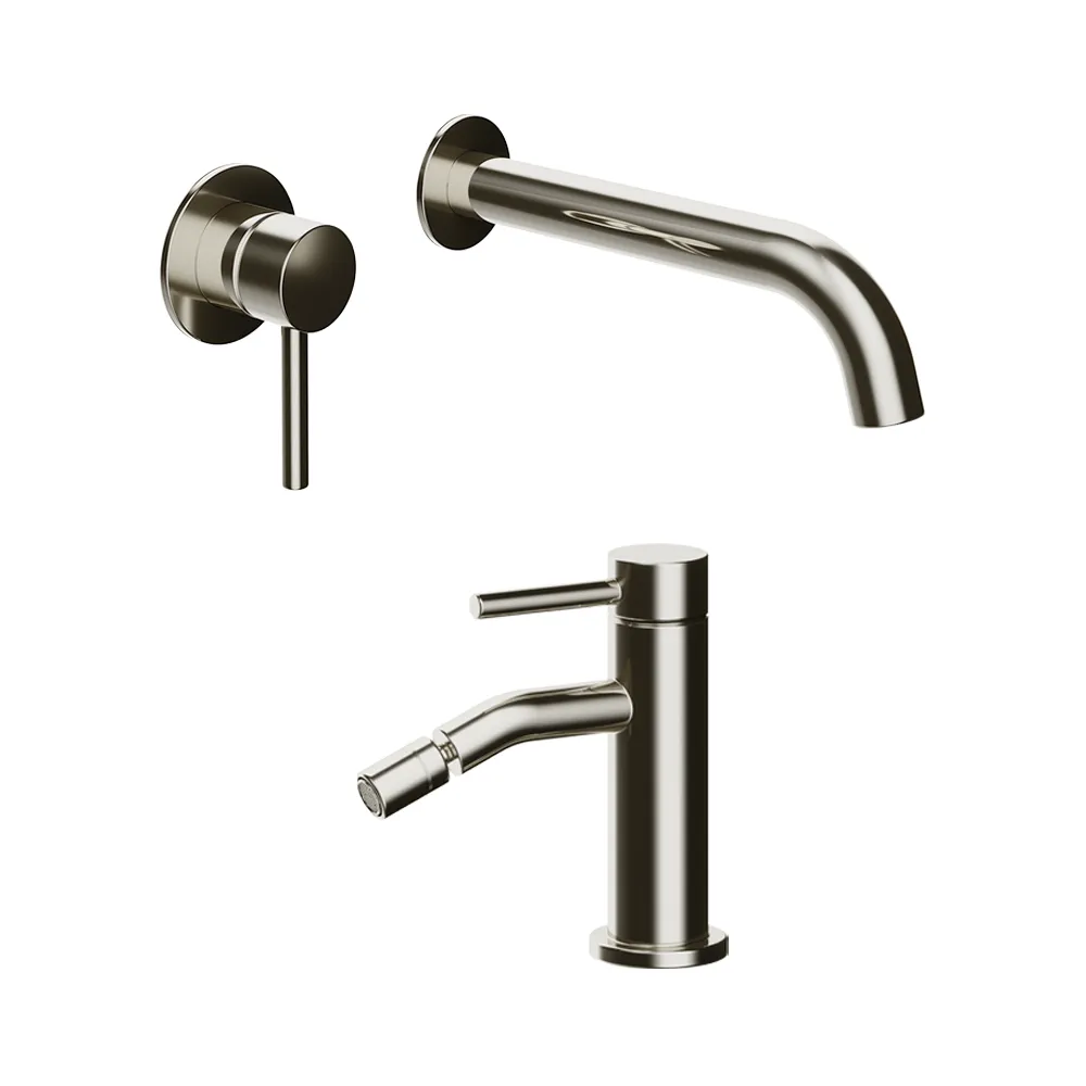 Coppia miscelatori lavabo ad incasso bidet senza scarico nickel spazzolato | Bette