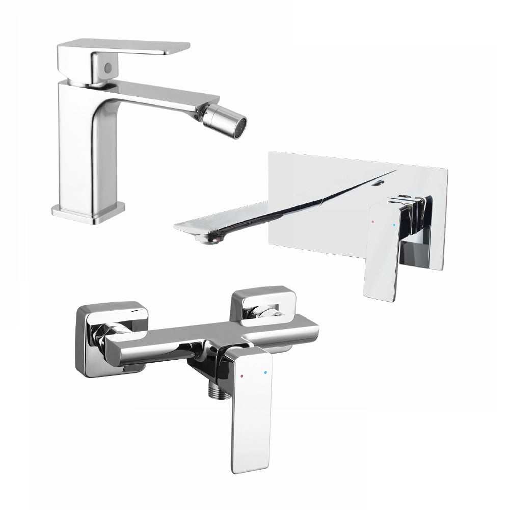 Set miscelatori: lavabo ad incasso bidet senza scarico ed esterno doccia cromato | Ingrid