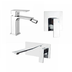 Set miscelatori: lavabo ad incasso bidet senza scarico e incasso doccia monocomando cromato | Ingrid