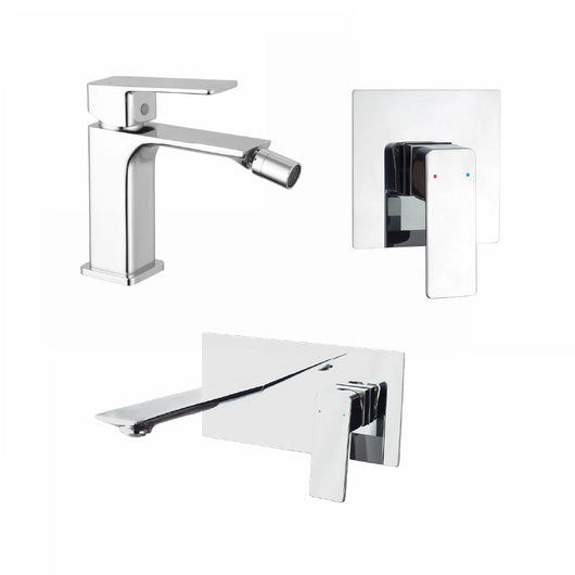 Set miscelatori: lavabo ad incasso bidet senza scarico e incasso doccia monocomando cromato | Ingrid