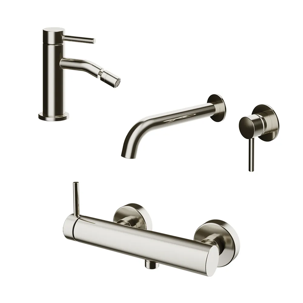 Set miscelatori: lavabo ad incasso bidet senza scarico ed esterno doccia nickel spazzolato | Bette