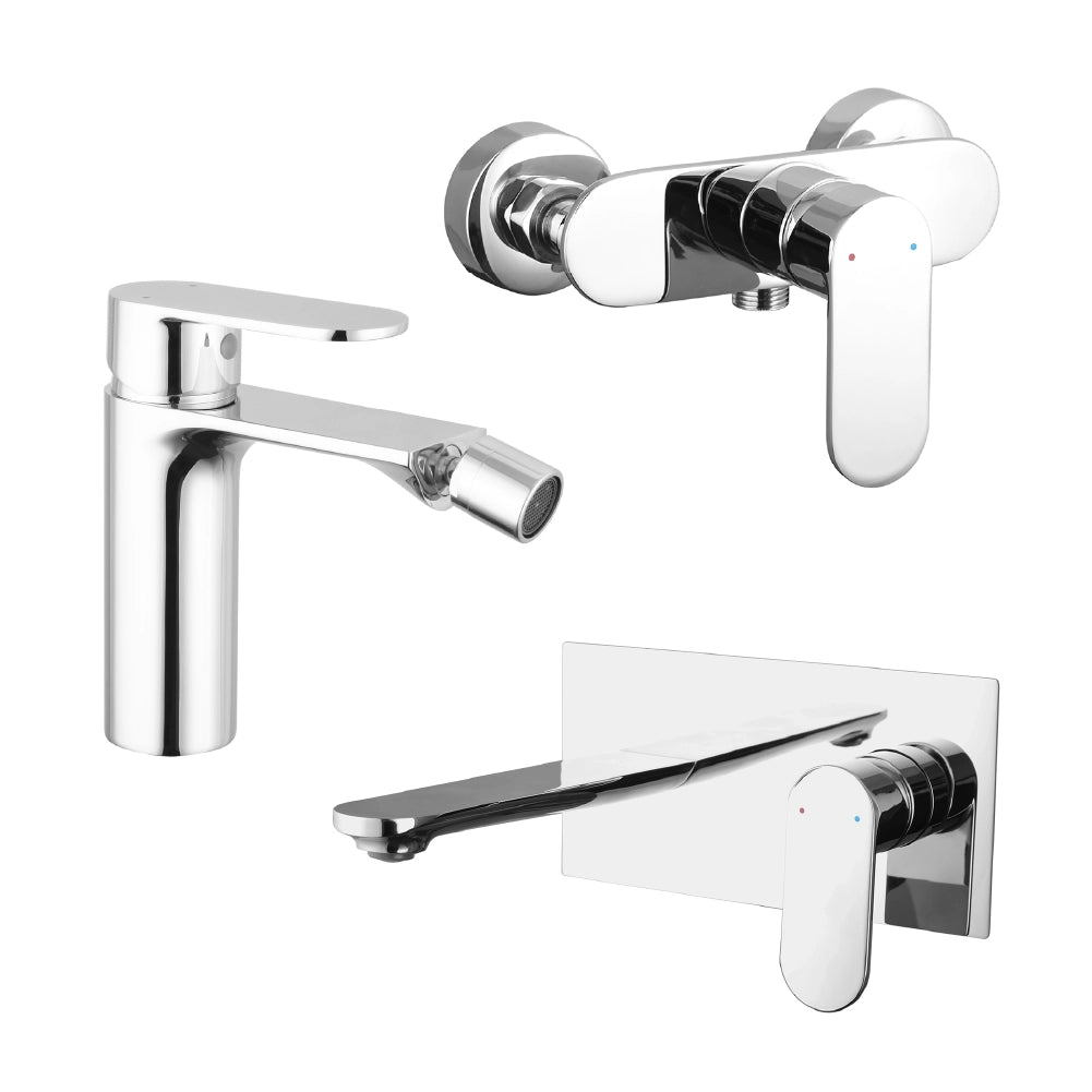 Set miscelatori: lavabo ad incasso bidet senza scarico ed esterno doccia cromato | Kerry