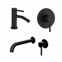 Set miscelatori: lavabo ad incasso bidet senza scarico e incasso doccia monocomando nero opaco | Bette