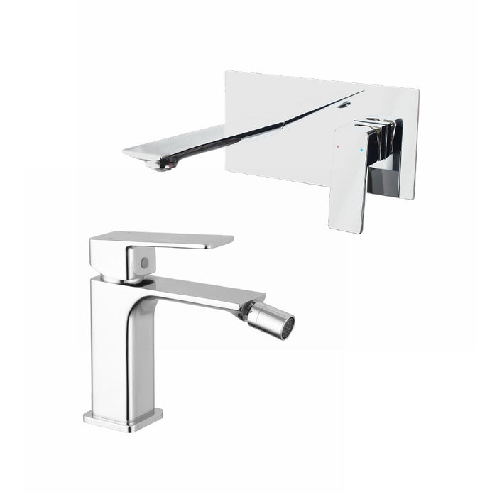 Coppia miscelatori lavabo ad incasso bidet senza scarico cromato | Ingrid