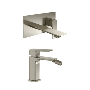 Coppia miscelatori lavabo ad incasso bidet senza scarico nickel spazzolato | Ingrid
