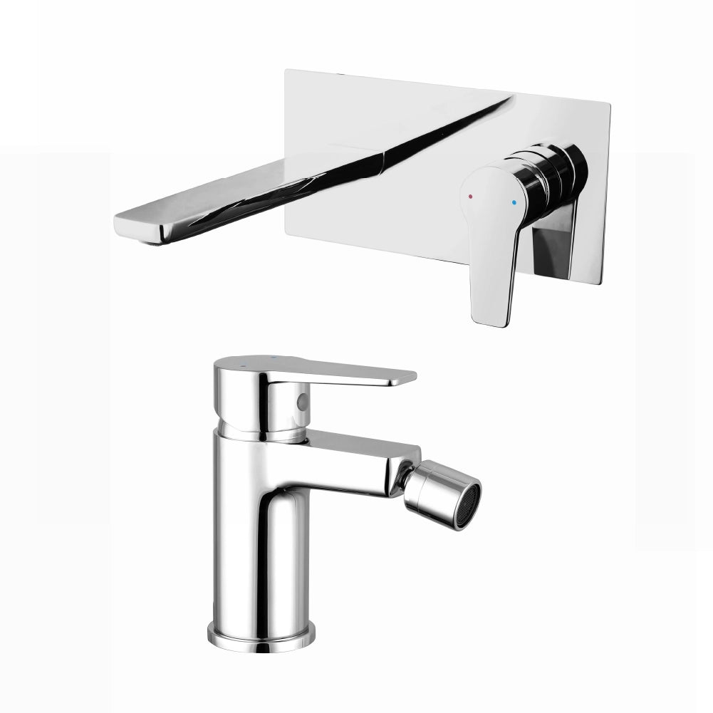 Coppia miscelatori lavabo ad incasso bidet senza scarico cromato | Jane