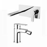 Coppia miscelatori lavabo ad incasso bidet senza scarico cromato | Jane
