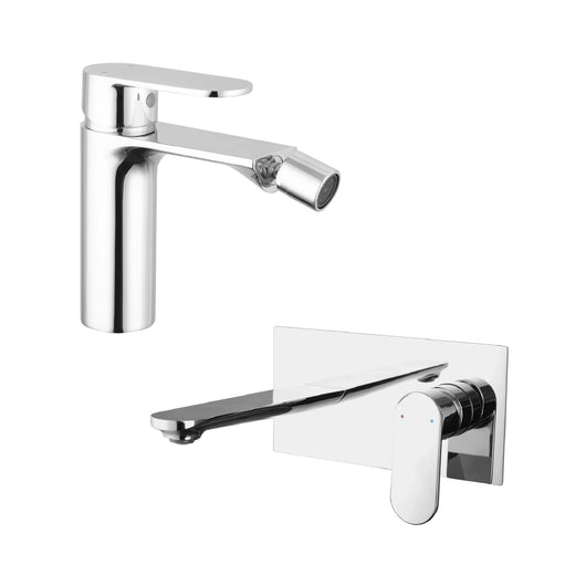 Coppia miscelatori lavabo ad incasso bidet senza scarico cromato | Kerry