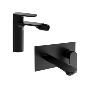 Coppia miscelatori lavabo ad incasso bidet senza scarico nero opaco | Kerry
