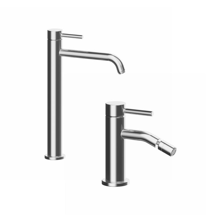 Coppia miscelatori lavabo alto slim bidet senza scarico cromato | Bette