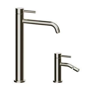 Coppia miscelatori lavabo alto slim bidet senza scarico nickel spazzolato | Bette
