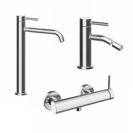 Set miscelatori: lavabo alto bidet senza scarico ed esterno doccia cromato | Bette