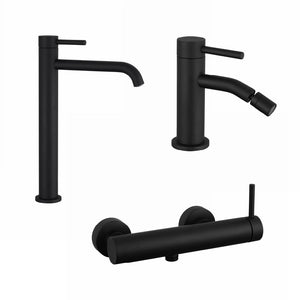 Set miscelatori: lavabo alto bidet senza scarico ed esterno doccia nero opaco | Bette