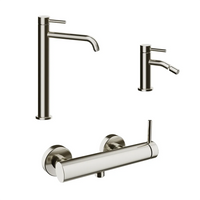 Set miscelatori: lavabo alto bidet senza scarico ed esterno doccia nickel spazzolato | Bette