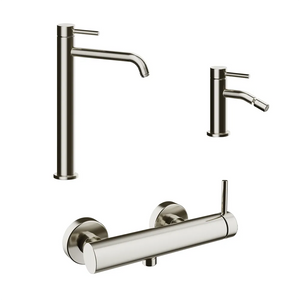 Set miscelatori: lavabo alto bidet senza scarico ed esterno doccia nickel spazzolato | Bette