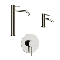 Set miscelatori: lavabo alto bidet senza scarico e incasso doccia monocomando nickel spazzolato | Bette