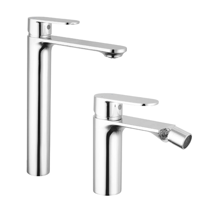 Coppia miscelatori lavabo alto bidet senza scarico cromato | Kerry