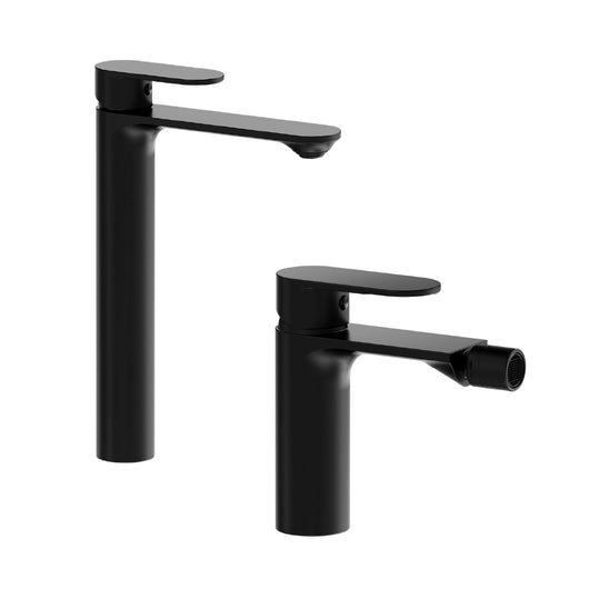 Coppia miscelatori lavabo alto bidet senza scarico nero opaco | Kerry