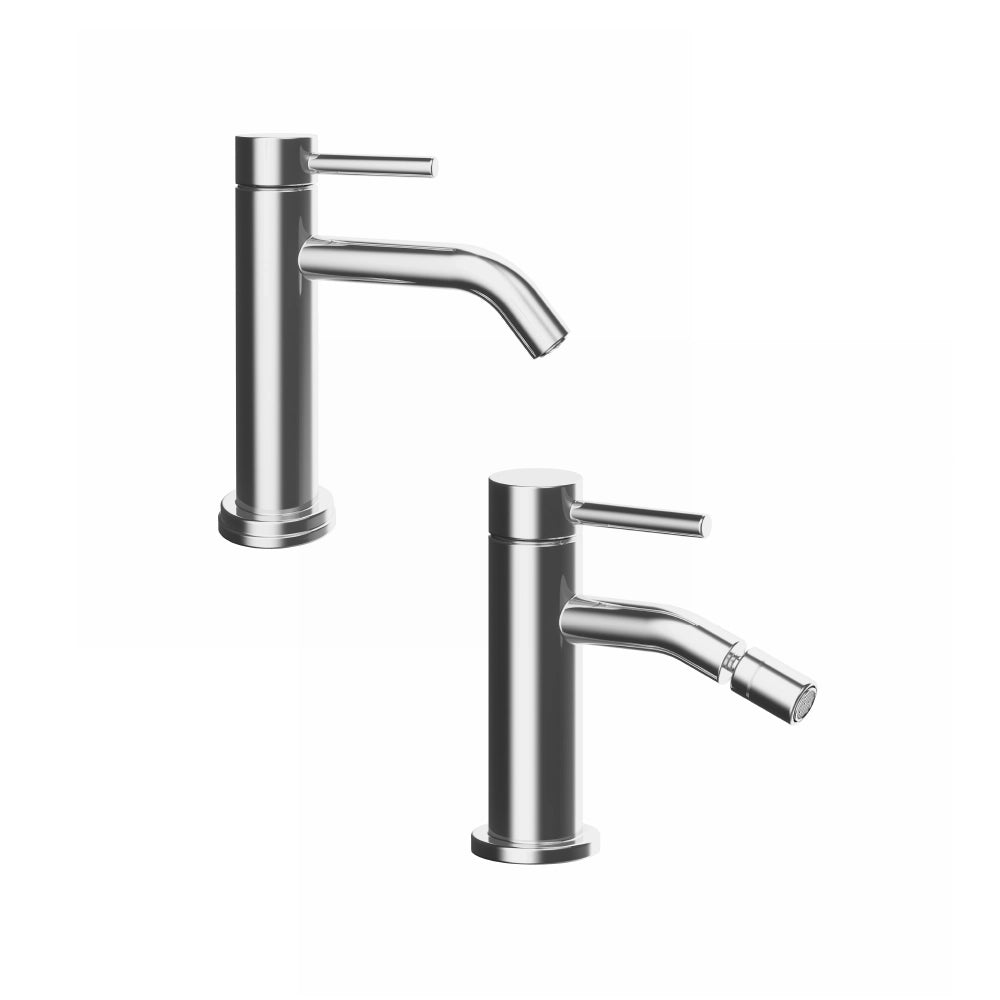 Coppia miscelatori lavabo bidet senza scarico slim cromato | Bette