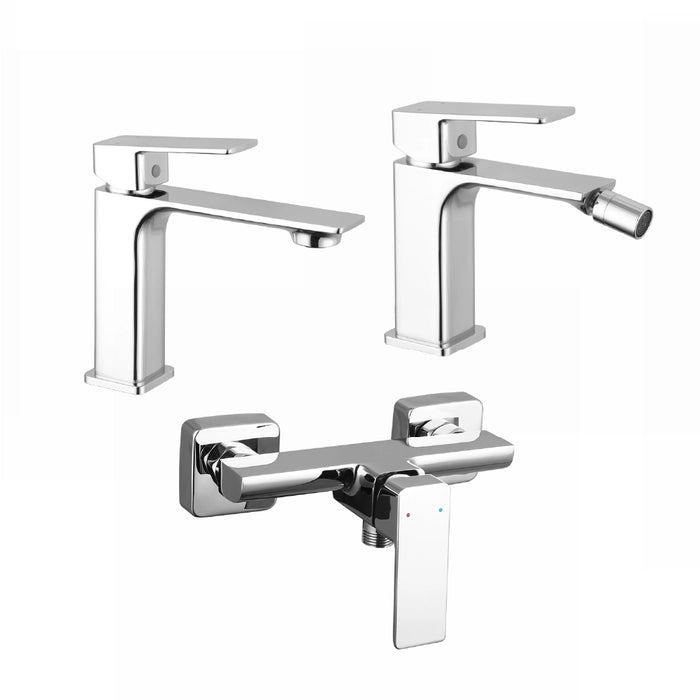 Set miscelatori: lavabo bidet senza scarico ed esterno doccia cromato | Ingrid