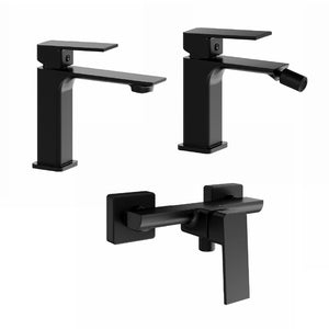 Set miscelatori: lavabo bidet senza scarico ed esterno doccia nero opaco | Ingrid