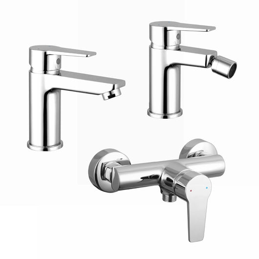 Set miscelatori: lavabo bidet senza scarico ed esterno doccia cromato | Jane