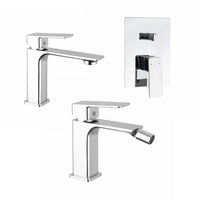 Set miscelatori: lavabo bidet senza scarico e incasso doccia c/deviatore cromato | Ingrid