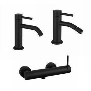 Set miscelatori: lavabo bidet senza scarico ed esterno doccia nero opaco | Bette