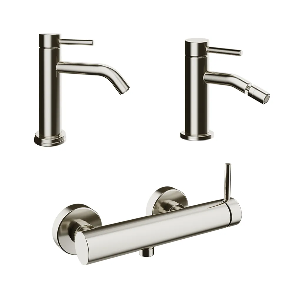 Set miscelatori: lavabo bidet senza scarico ed esterno doccia nickel spazzolato | Bette