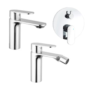 Set miscelatori: lavabo bidet senza scarico e incasso doccia c/deviatore cromato | Kerry