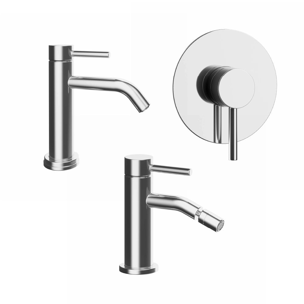 Set miscelatori: lavabo bidet senza scarico e incasso doccia monocomando cromato | Bette