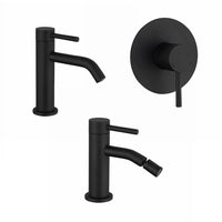 Set miscelatori: lavabo bidet senza scarico e incasso doccia monocomando nero opaco | Bette