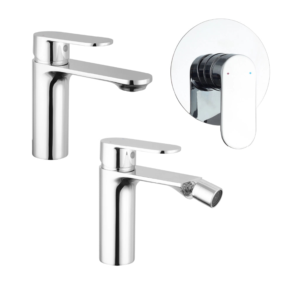 Set miscelatori: lavabo bidet senza scarico e incasso doccia monocomando cromato | Kerry