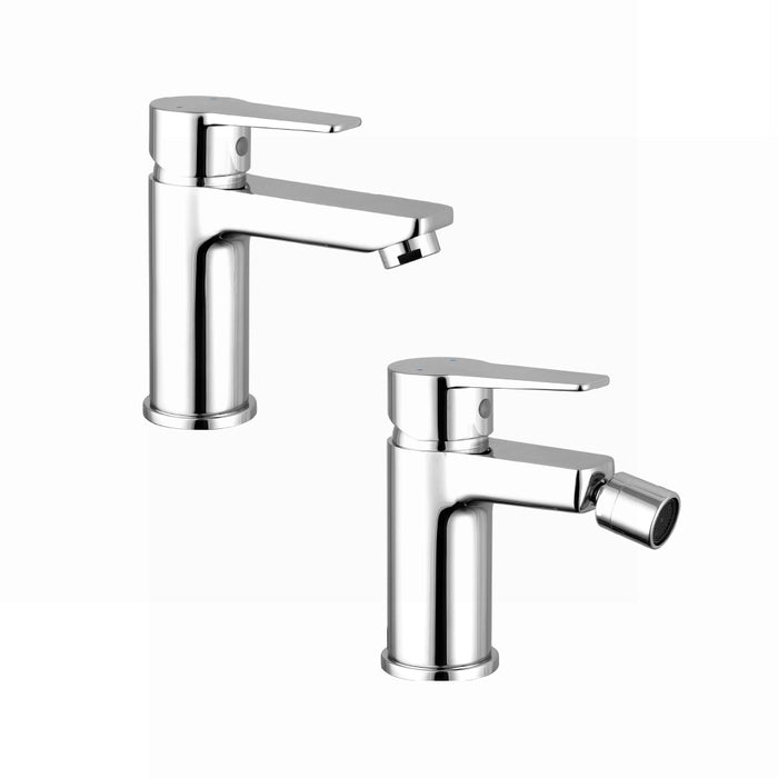 Coppia miscelatori lavabo bidet senza scarico cromato | Jane