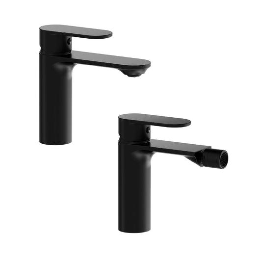 Coppia miscelatori lavabo bidet senza scarico nero opaco | Kerry