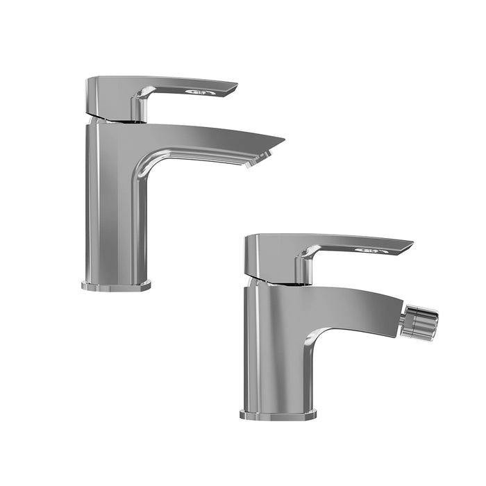 Set miscelatore lavabo e bidet senza scarico cromato | Greta