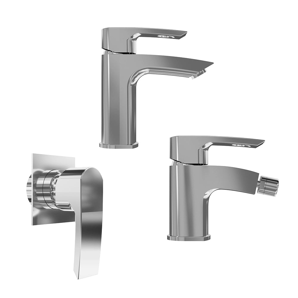 Set miscelatore lavabo, bidet ed incasso doccia monocomando in ottone cromato | Greta