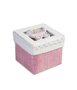 Set Cubo Rosa Porta Confetti Con Carrozzino Bomboniera X Nascita Battesimo Bimba         