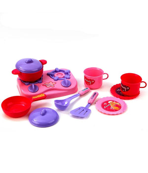 Set Cucina Per Bambine 11 Pz Con Piano Cottura Stoviglie Pentole Accessori Gioco         