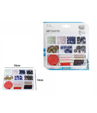 Set Cucito Sartoria Sarto Bottoni Colorati Cotone Aghi Cucire 18 X 14 Cm 58356         