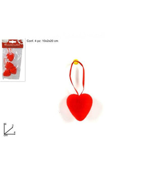 Set Da 12 Pz. Appendini Cuori Cuoricini 4cm 18a010-40k Decorazioni San Valentino         