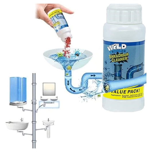 Trade Shop - Set Da 2pz Detergente Per Lavandini Scarichi Potente Polvere Per Pulizia Tubi Cucina Wc -