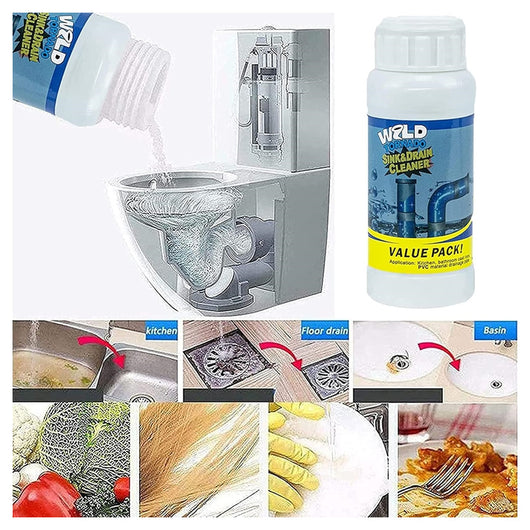 Trade Shop - Set Da 2pz Detergente Per Lavandini Scarichi Potente Polvere Per Pulizia Tubi Cucina Wc -