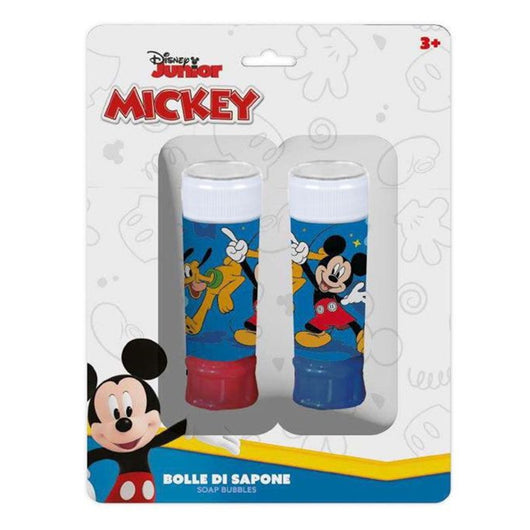 Trade Shop - Set Da 2pz Flacone Bolle Di Sapone Mickey Topolino 60ml Blister Per Gioco Bambini 207995 -